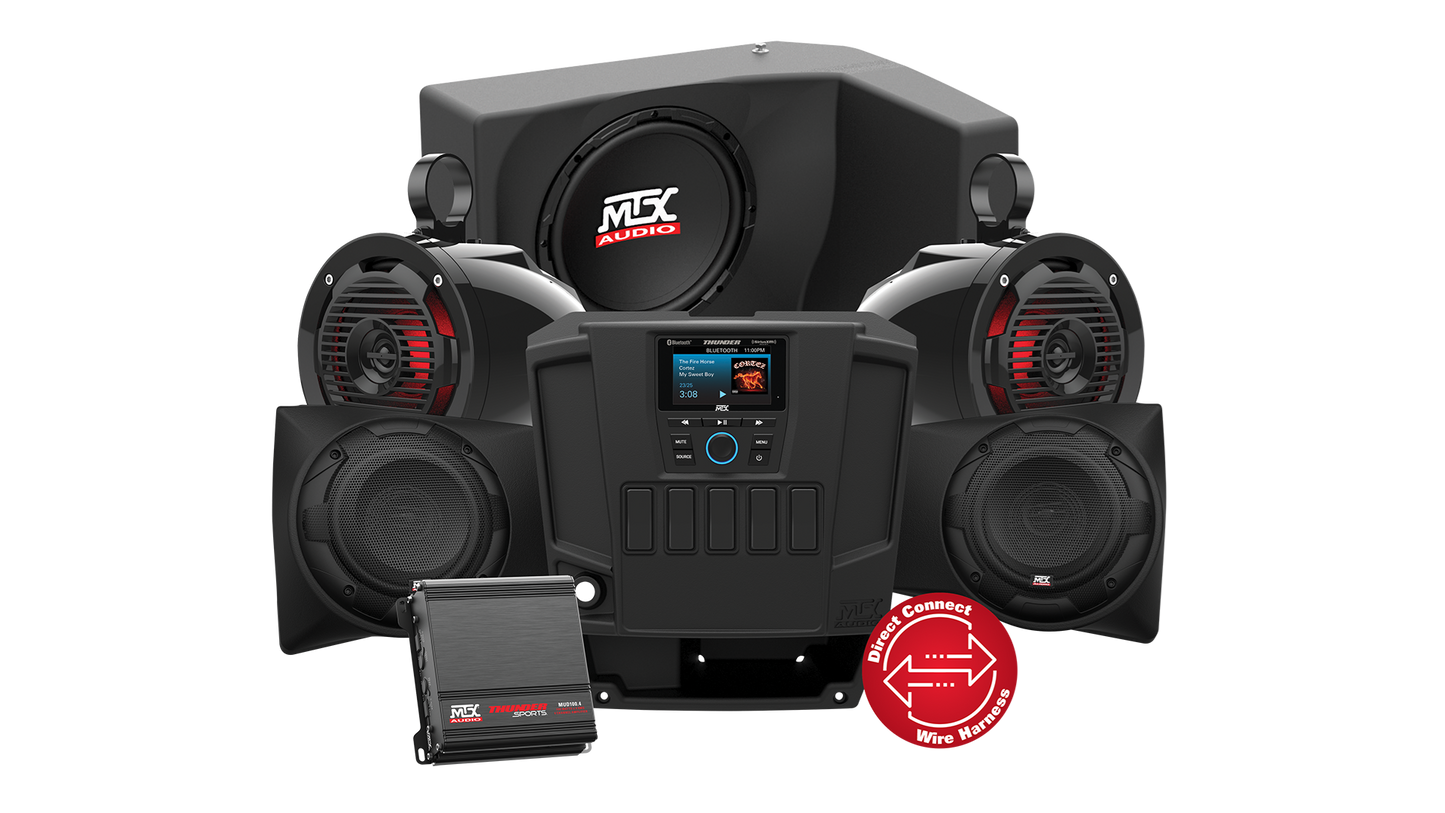 Four Speaker, Dual Amplifier, And Single Subwoofer Polaris Ranger Audio System