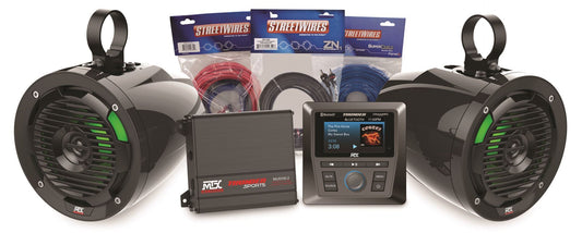 Amplifier And 2 Roll Cage Speaker With Bluetooth Media Controller Package