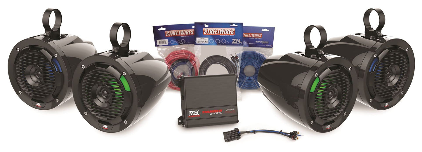 Universal Audio Package With Amplifier And 4 Roll Cage Speakers - For Polaris