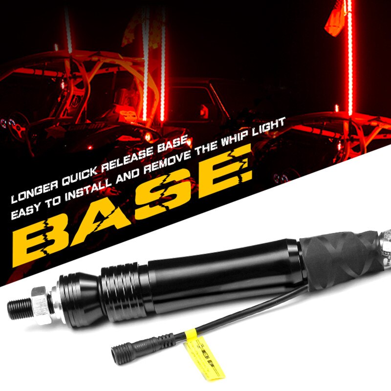 12V Spiral LED Whip 2/3/4/5FT Antenna with Flag 375 LED Flagpole Lamp with Remote Control for ATV UTV