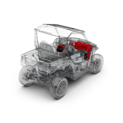 400 watt stereo, front lower speaker, and subwoofer kit for select Polaris GENERAL® models